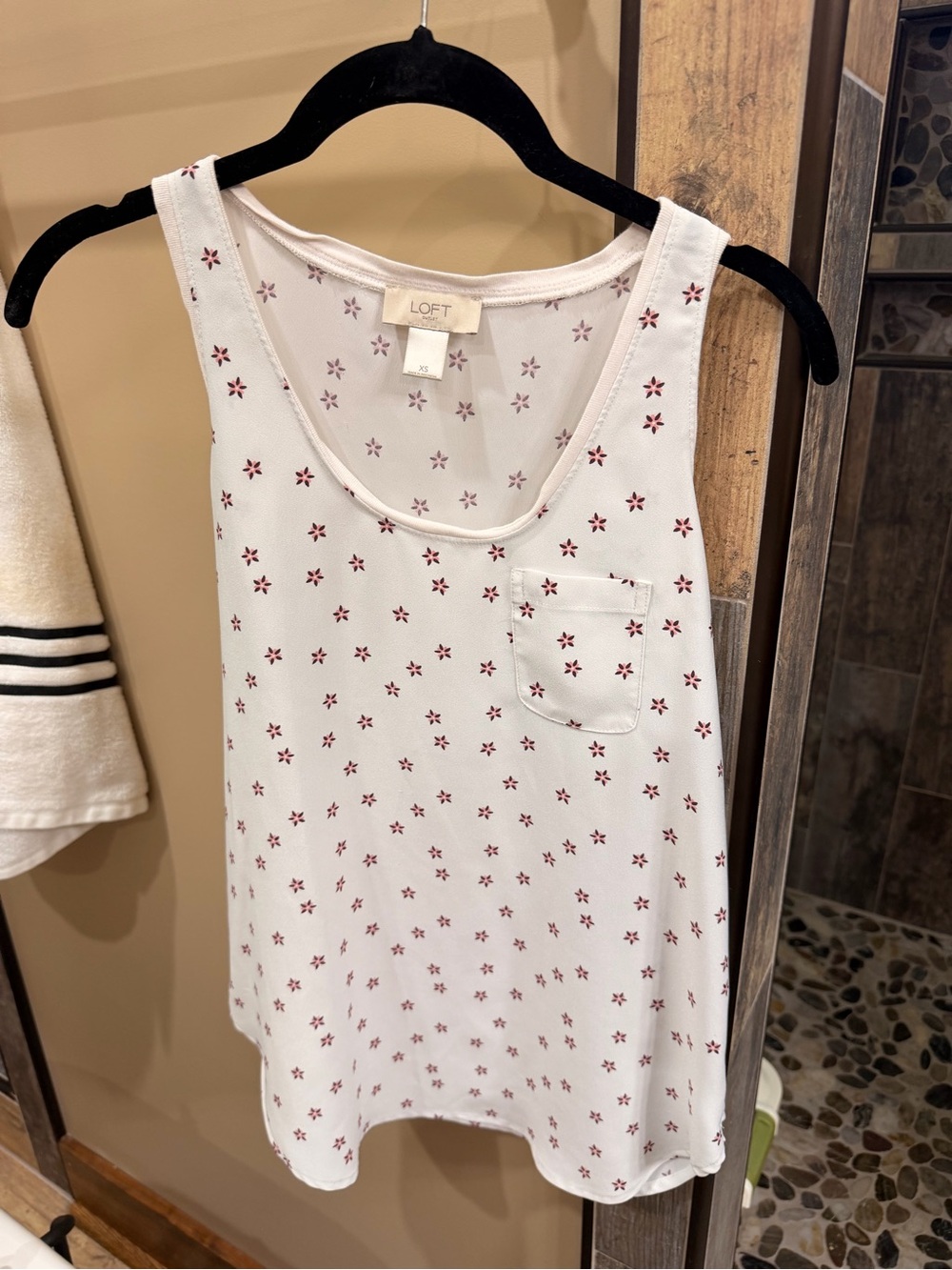 LOFT White Tank with Red Starlet Print